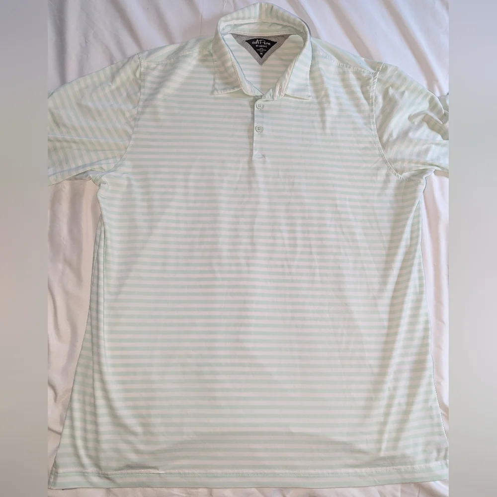 Adidas Adipure Men's XL Light Green Striped Golf‎ Polo Shirt With PGA Tenn Logo